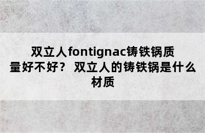 双立人fontignac铸铁锅质量好不好？ 双立人的铸铁锅是什么材质